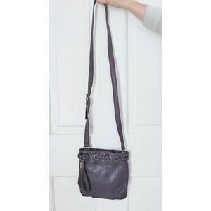 Michael Kors Crossbody Purse Purple Leather Braided Tassel Y2K Small Bag